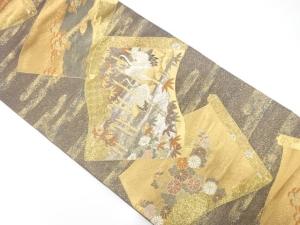慶長絵巻紙文織り出し　袋帯